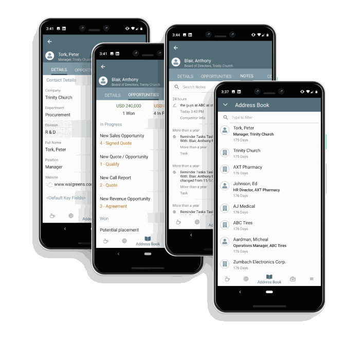 Snelle toegang tot uw Maximizer CRM informatie Screenshots Maximizer Mobile