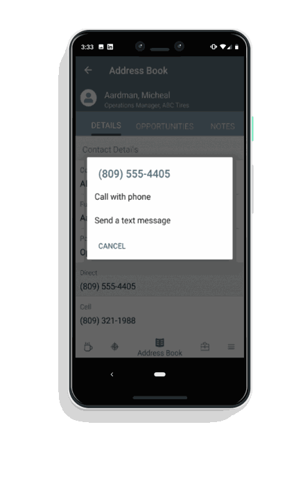 Bel of SMS vanuit Maximizer Mobile Bel of SMS