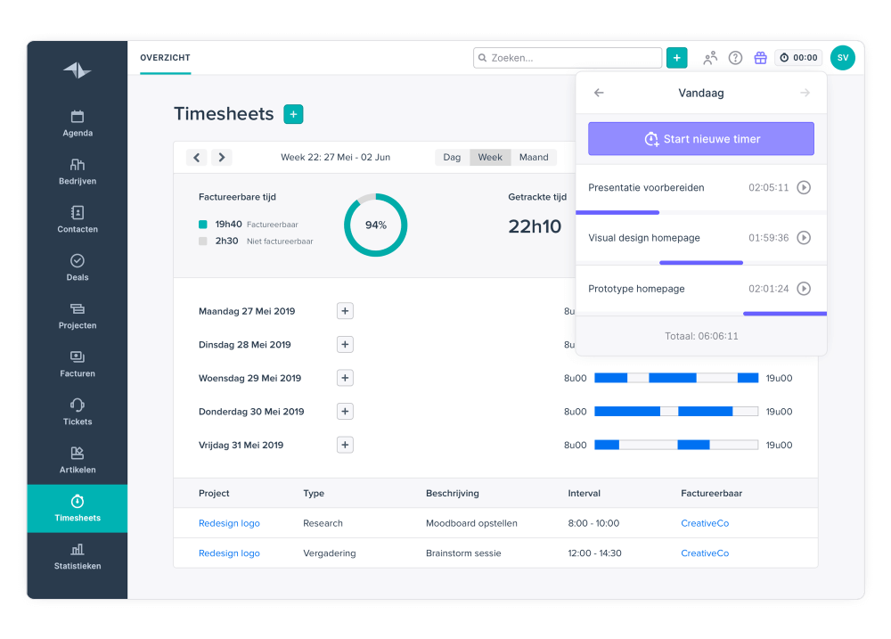 Teamleader Time Tracker screenshot